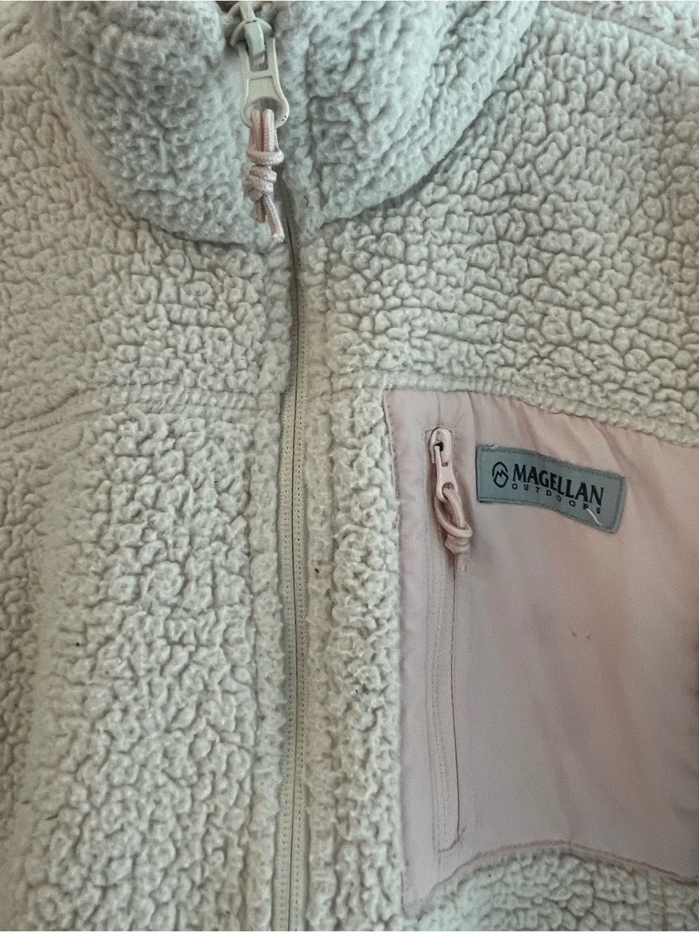 Magellan Outdoors Kids Cream Sherpa Jacket with Pink Trim
